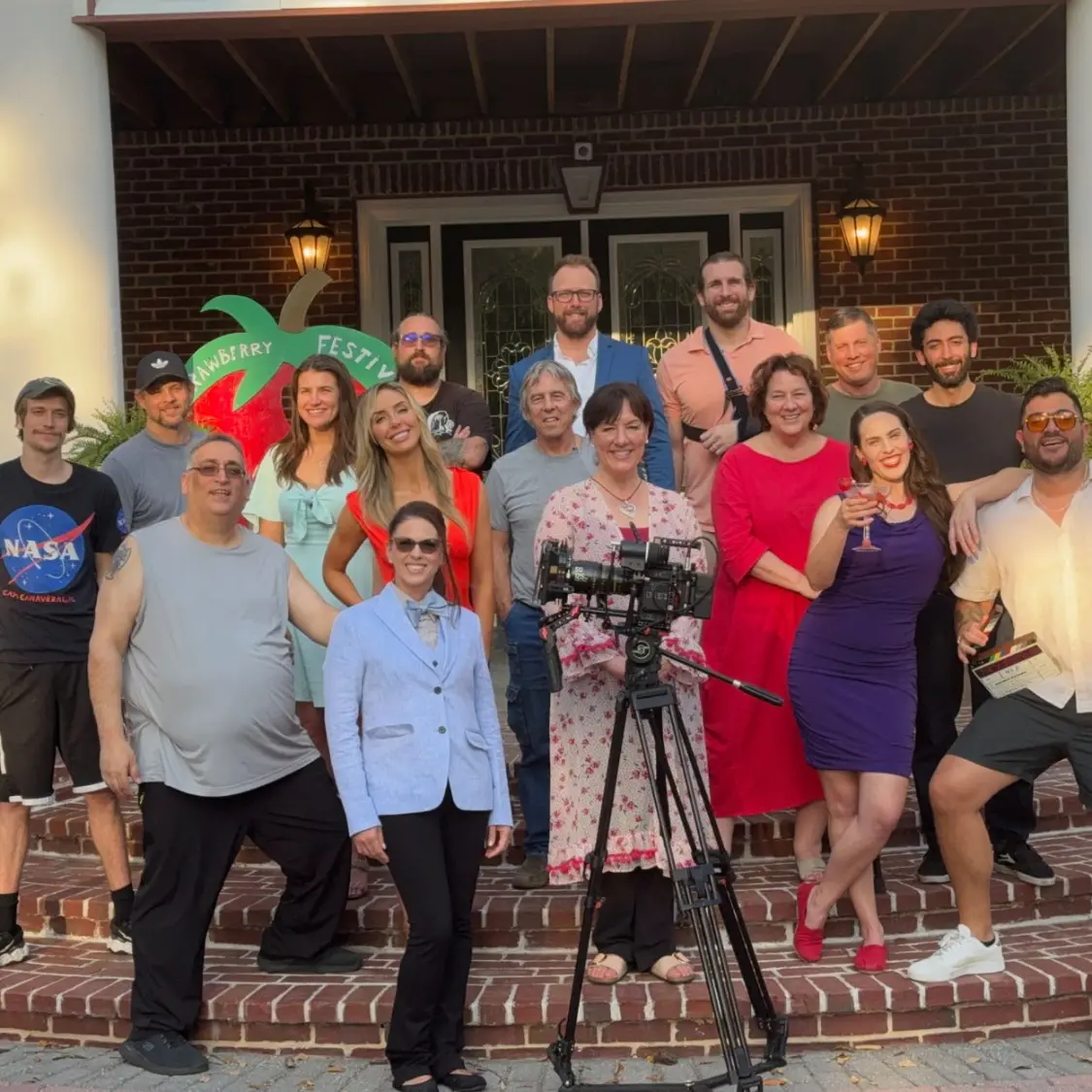 A diverse group of actors smiling together at The Bright Stars Greenroom retreat, celebrating personal growth, confidence, and connection in a creative environment.