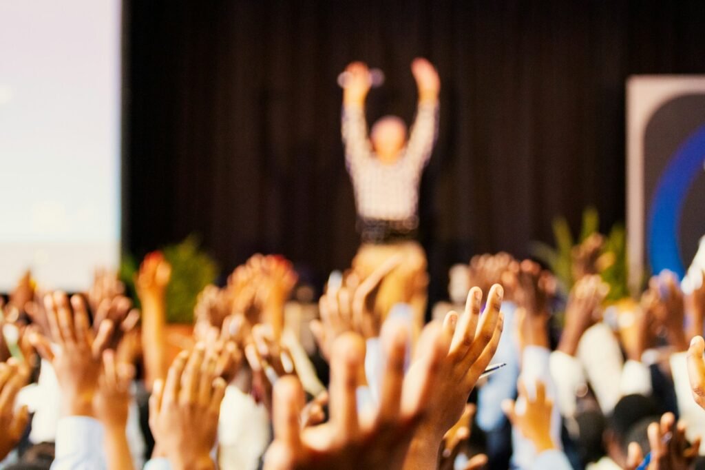 Actors networking and building industry connections at a creative event.
