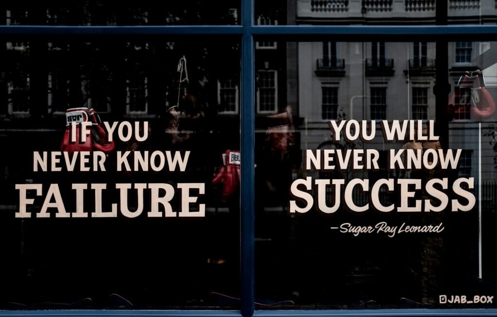 Motivational quote reading “If you never know failure, you’ll never know success,” representing actor retreats for growth and resilience.