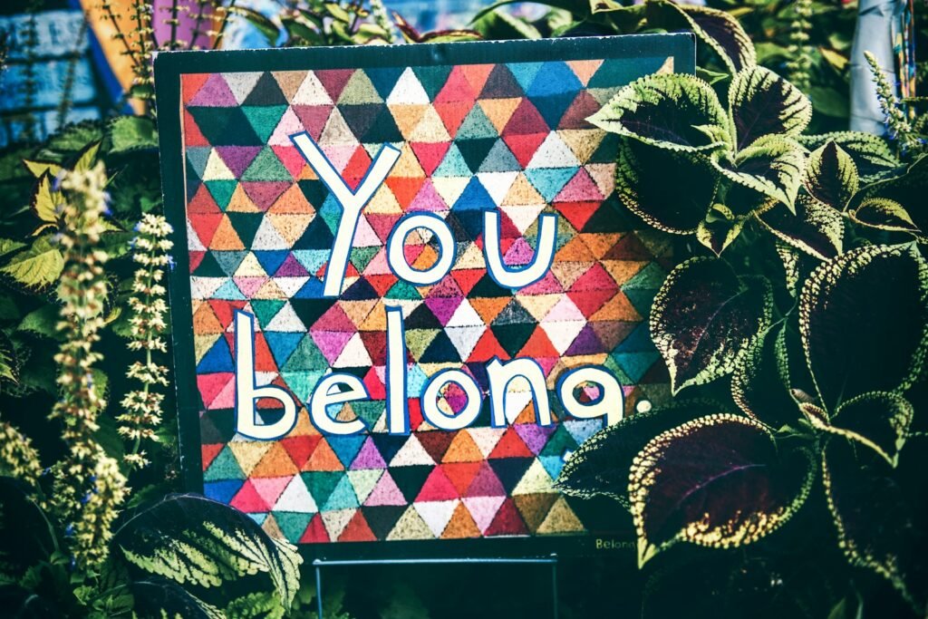 Words "You belong" in bold type. A reminder to boost artistic mindset and creative self-worth.