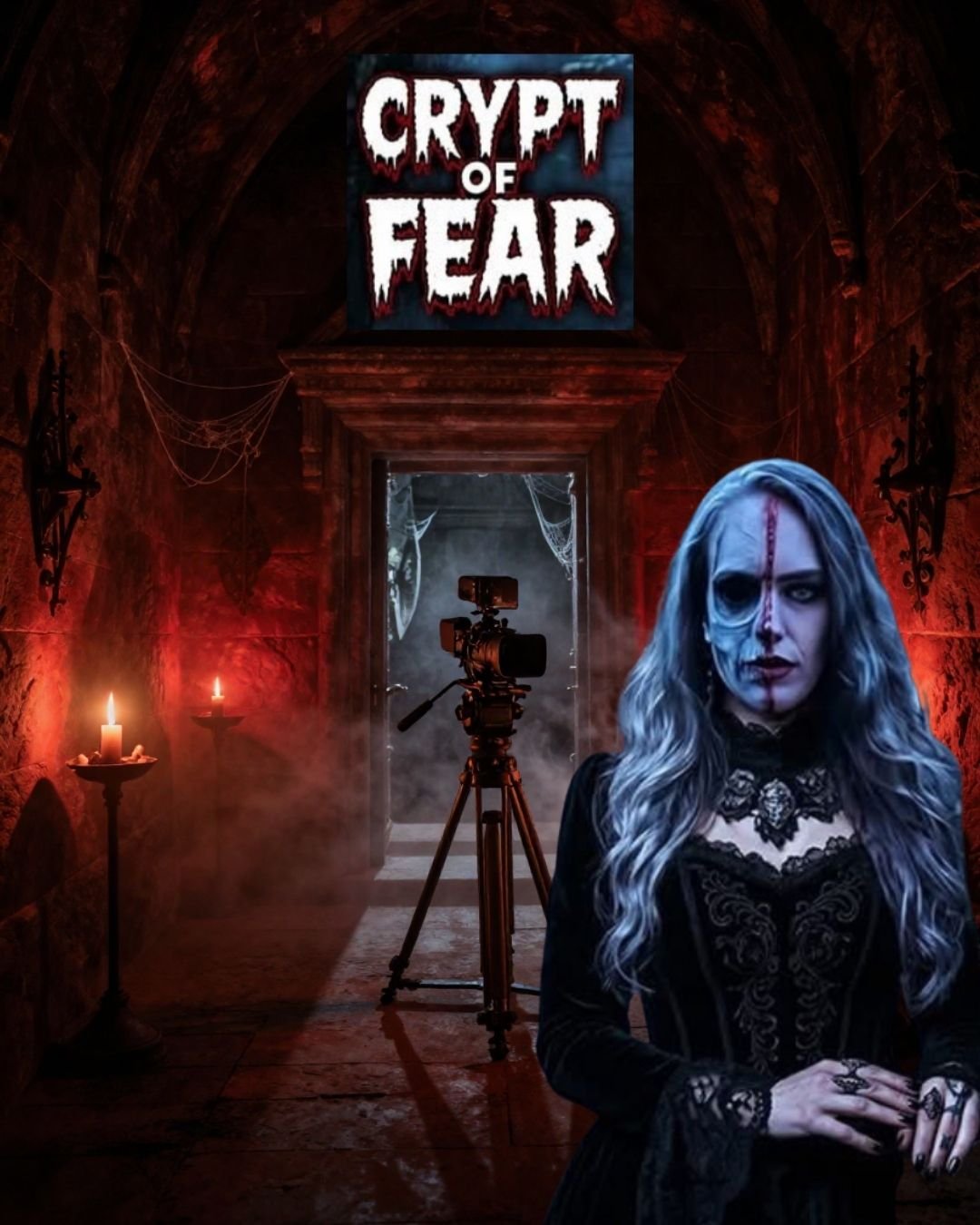 Host of the horror film retreat speaking to participants and leading the immersive filmmaking experience